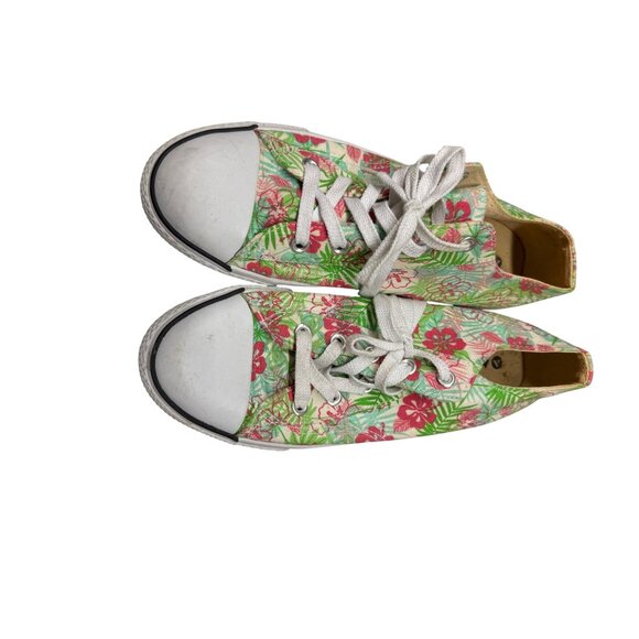 Airwalk Womens Floral Canvas Sneakers Size 10 White/Green With Pink Accents (174 - Picture 2 of 7